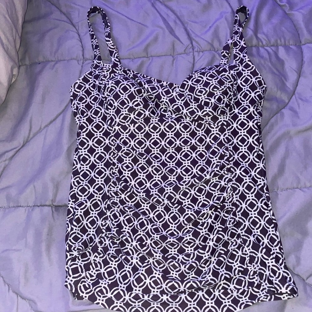 Merona Black and White Maternity Geometric Camisole Swimsuit Top